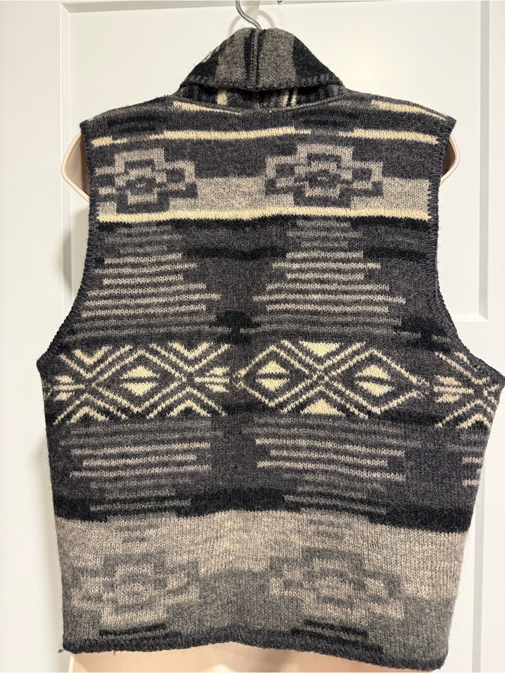 Vintage Alps 100% Wool Southwestern Vest Large Made in USA Gray Western - Picture 3 of 4